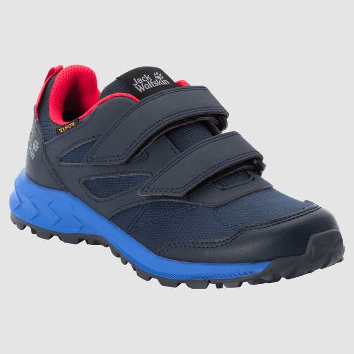 Jack Wolfskin Kids Woodland Texapore Low Vc Waterproof Shoes Dark Blue/Red 491768JOD